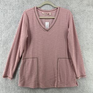 Soft Surroundings Top Women S (6/8) Mauve Texture Cotton Nellie Tunic V Neck New